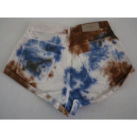 Nasty Gal Women's Sz 4/Sm Blue Tie Dye Roll Hem Cheeky Shorts/Bf Jacket Set $180 - Picture 5 of 11